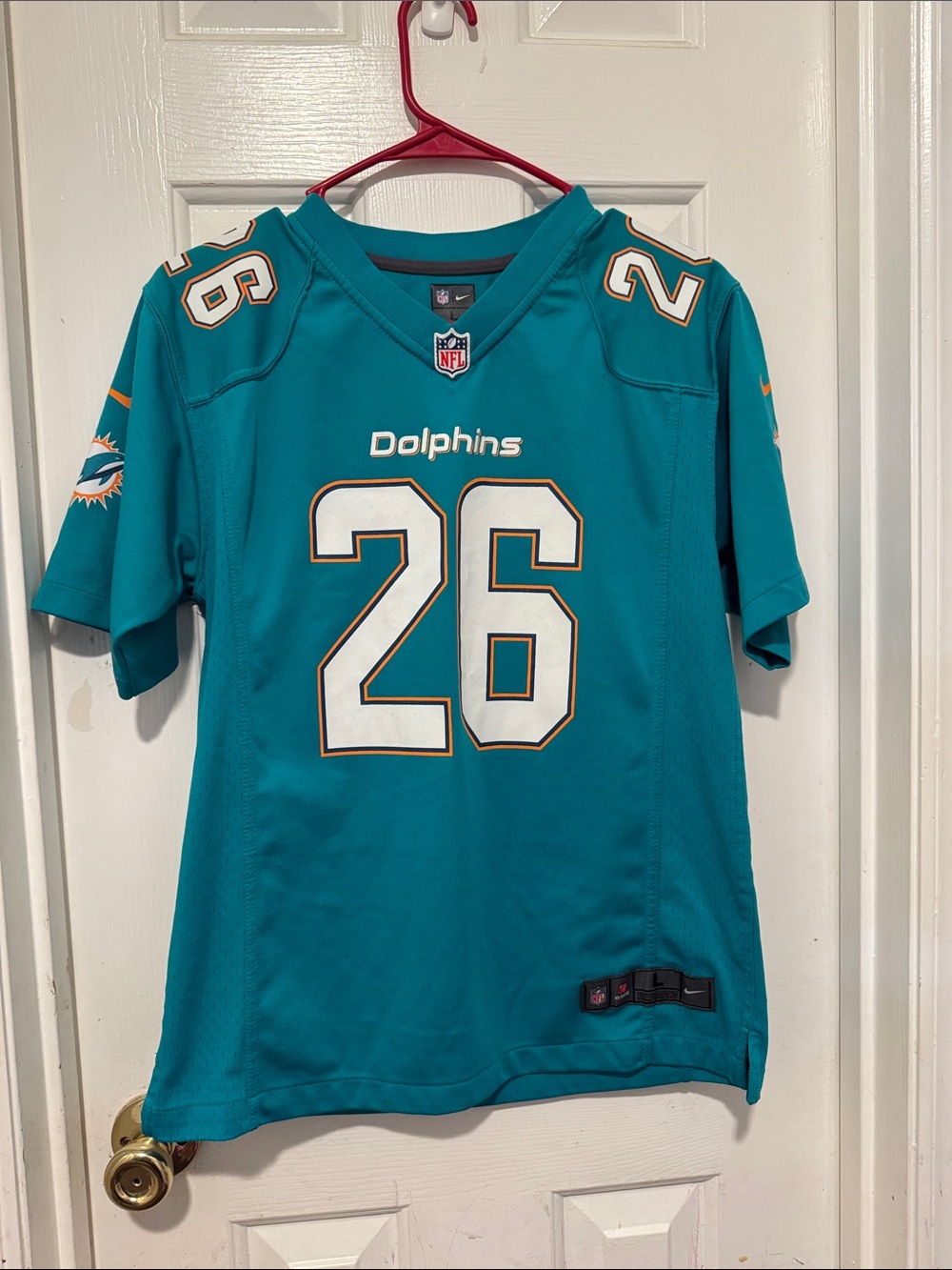 NFL Miami Dolphins #26 Teal Football Jersey with Orange & White Accents